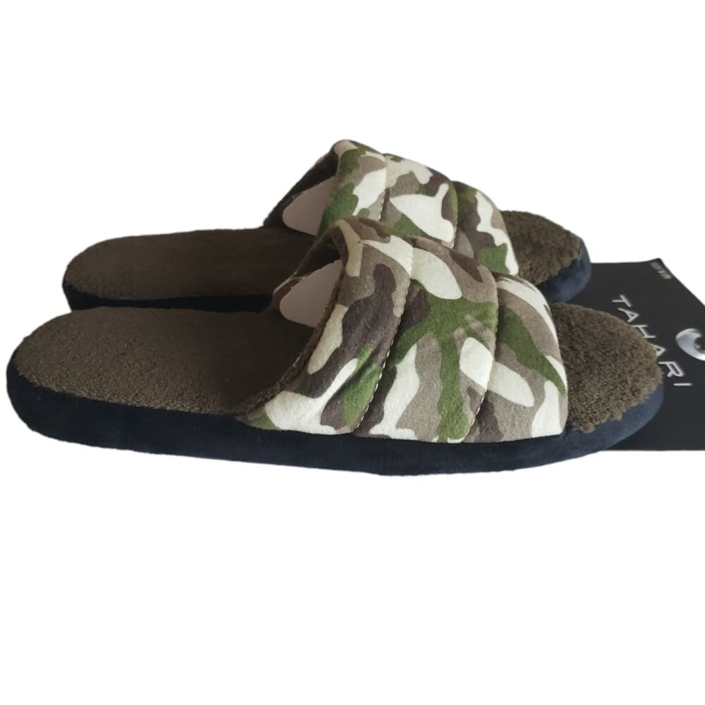Tahari Memory Foam Slide Green Camouflage Slip On Comfort Slippers Size 7 NWT - Picture 2 of 5